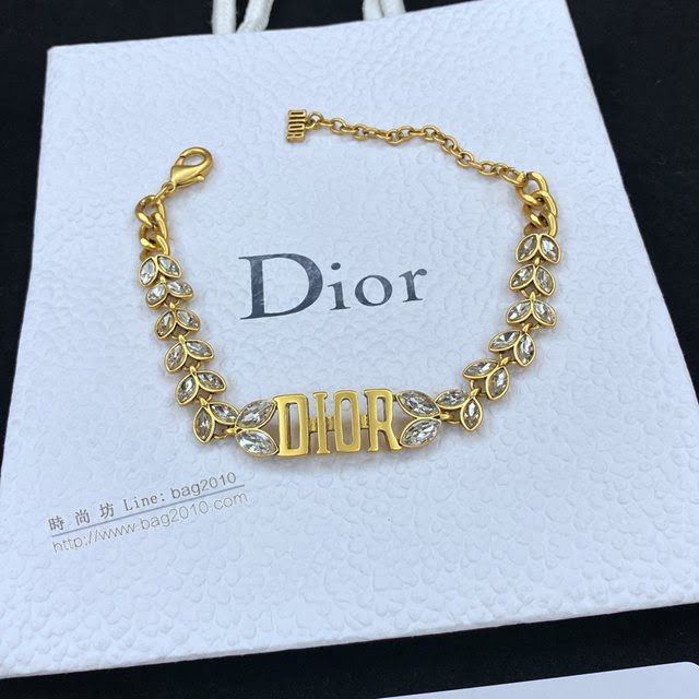 Dior飾品 迪奧2021熱銷款橄欖葉系列 馬眼葉子水鑽手鏈  zgd1370